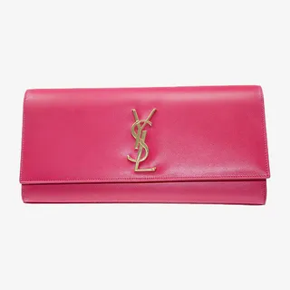 圣罗兰女士中号牛皮金色Logo免抠