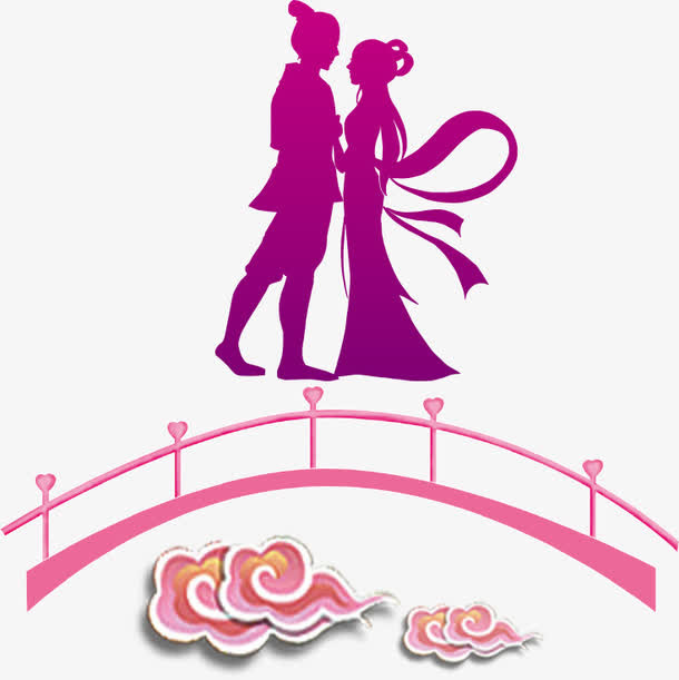 七夕海报鹊桥 情侣免抠