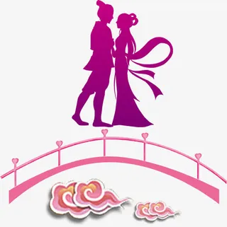 七夕海报鹊桥 情侣免抠