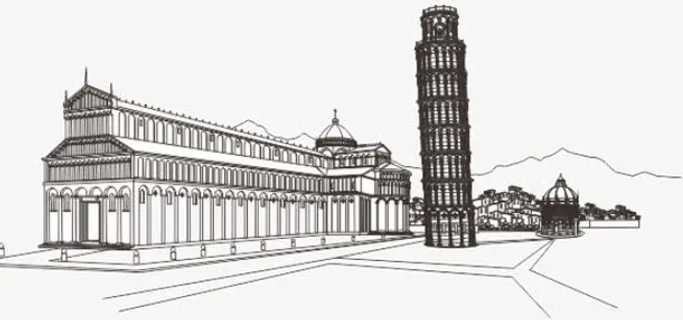 铅笔画建筑免抠