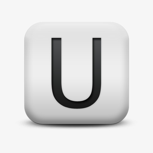 磨砂白广场图标字母数字信UU字免抠