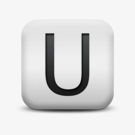 磨砂白广场图标字母数字信UU字免抠