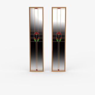 红花图案日式屏风免抠