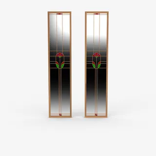 红花图案日式屏风免抠