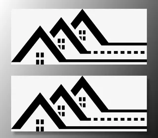 斜坡形卡通标识设计免抠