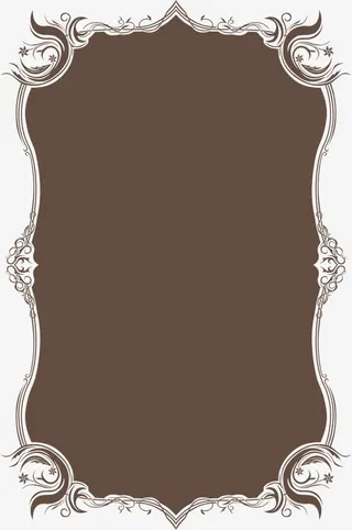 棕色花纹婚礼标签免抠
