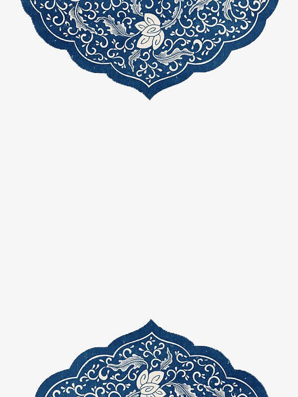 中国风蓝底纹白花免抠