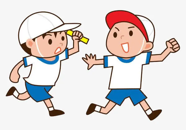 戴帽子的小孩传递接力棒免抠