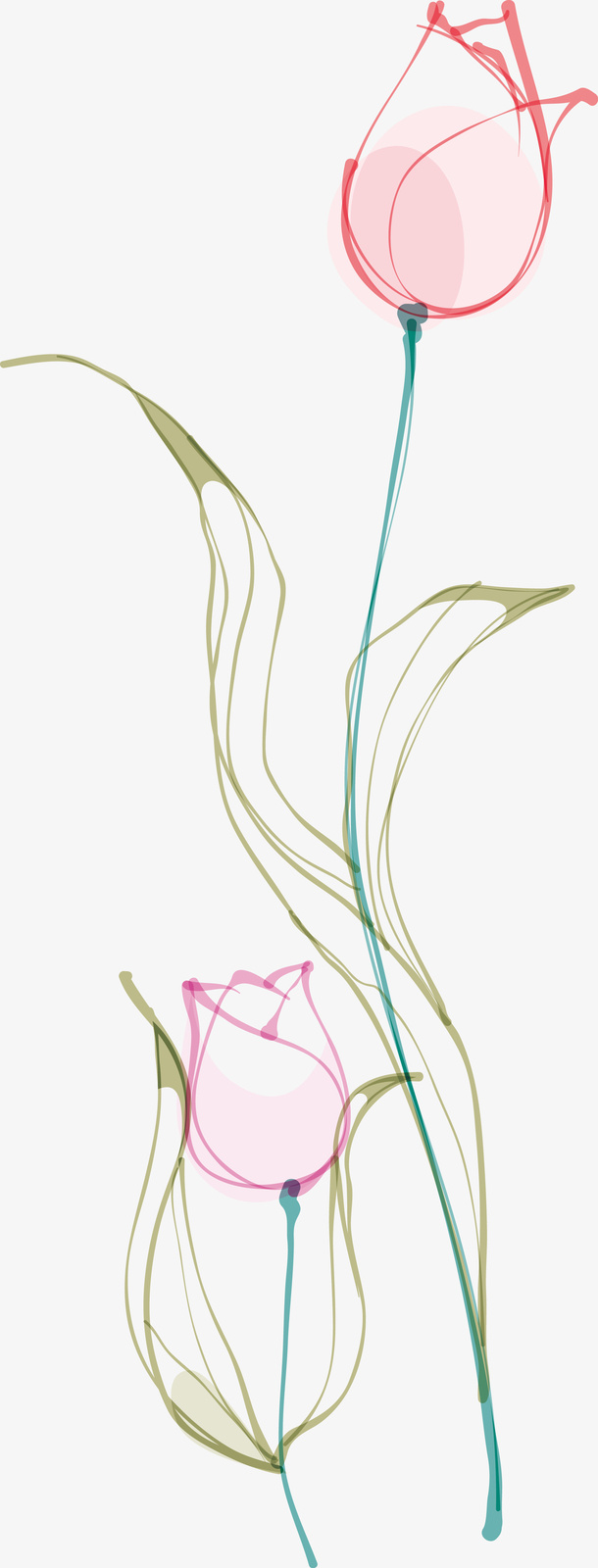 百合花简笔中国风百合花免抠