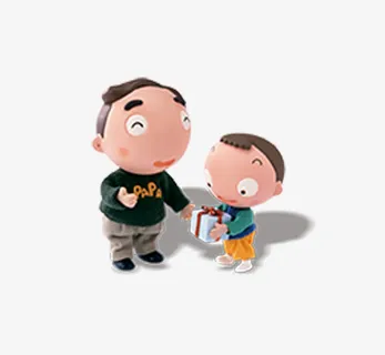 泥人父亲节感恩卡通元素免抠