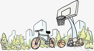 彩色卡通篮球架开学季免抠