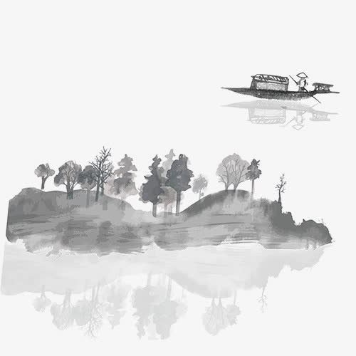 江南水墨免抠