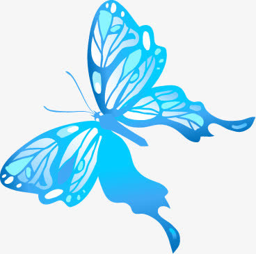 春天蓝色手绘蝴蝶纹理装饰免抠装饰动物元素