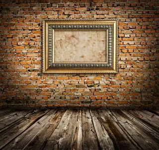砖墙上的装饰画框免抠