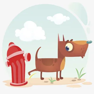 卡通撒尿斗牛犬免抠