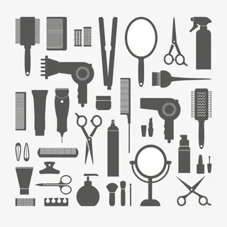 矢量理发店工具元素免抠