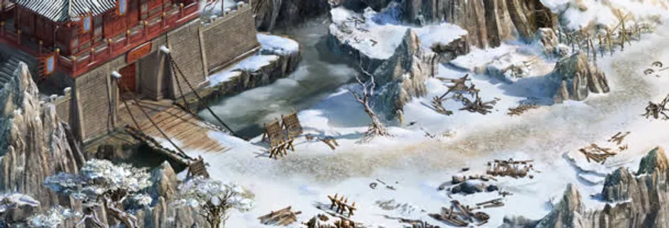 雪后的城墙小路游戏场景免抠