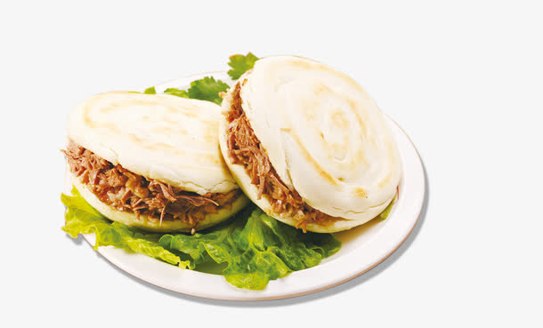 一碟肉夹馍和生菜免抠