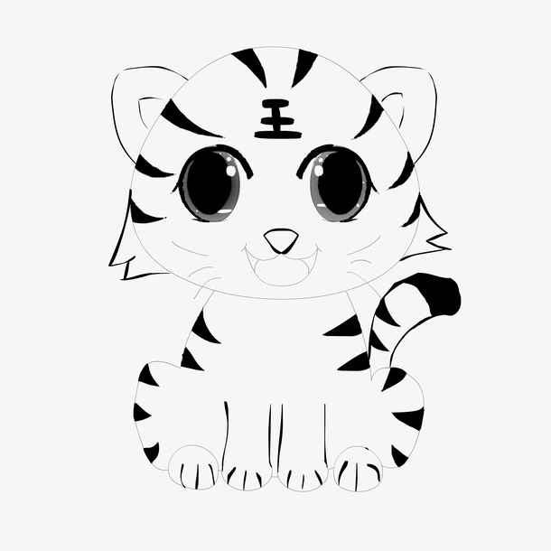 简笔画小老虎免抠