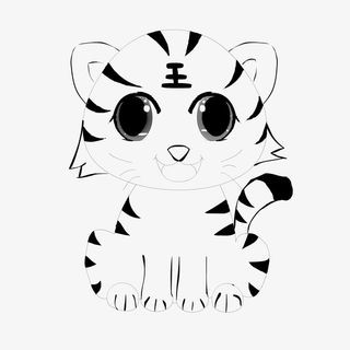 简笔画小老虎免抠