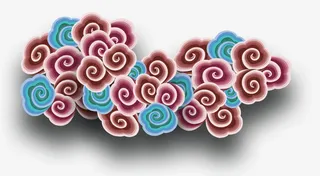 红色中国风云朵装饰图案免抠