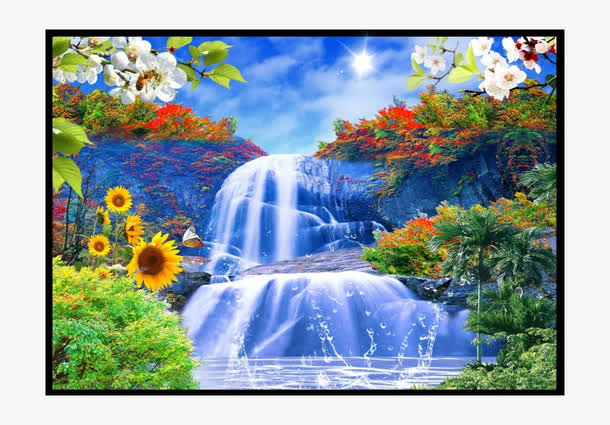 山水挂画免抠