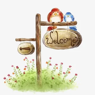 卡通手绘指示牌免抠