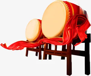 红色大鼓架子中秋免抠