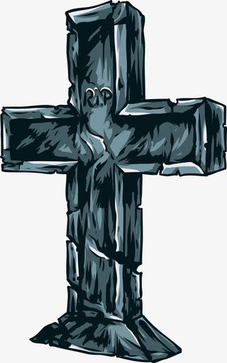 阴森十字架墓碑矢量图免抠