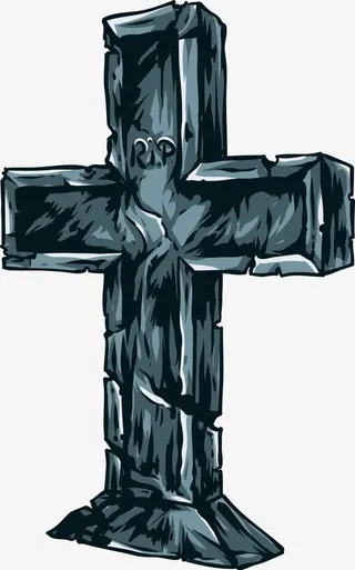 阴森十字架墓碑矢量图免抠