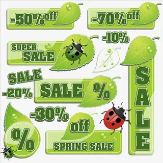 卡通瓢虫春天标签免抠