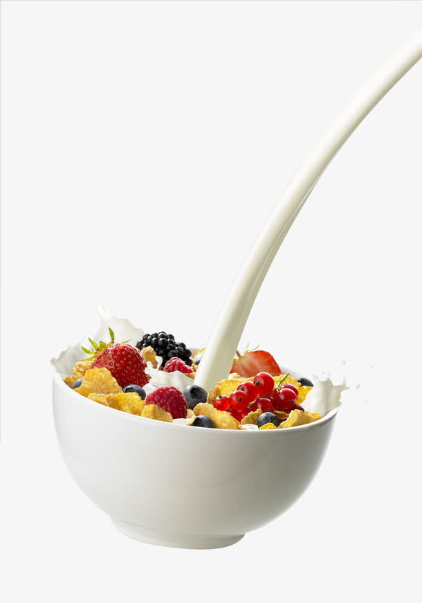 奶倒在水果上免抠