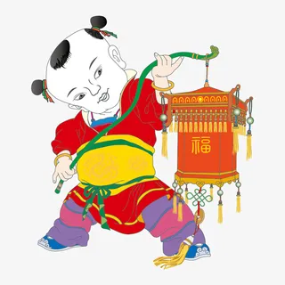 春节元素 新年 传统文化 招财童子免抠