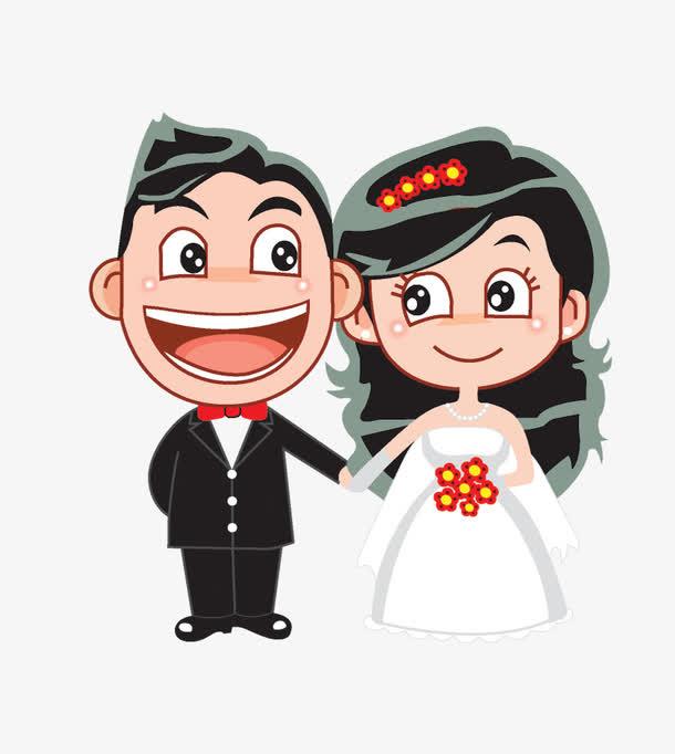 卡通新郎新娘免抠
