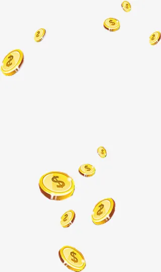 手绘金币漂浮设计免抠