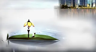 一叶扁舟素材背景