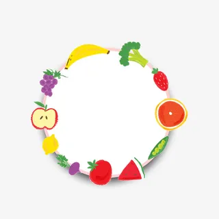 水果手绘卡通可爱圆形标题框免抠