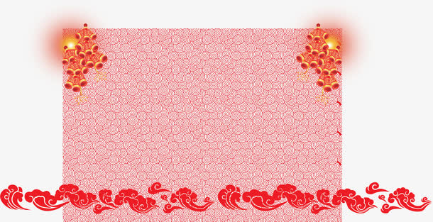 红色云纹贺卡国庆免抠