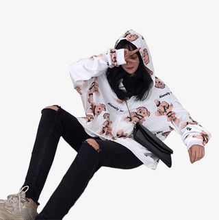 小熊薄款卫衣早秋新款国潮ins免抠