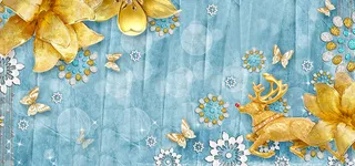 奢华金色珠宝花朵地中海欧式家居背景高清