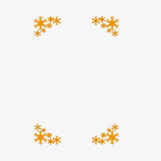 矢量黄色四角雪花竖边框免抠