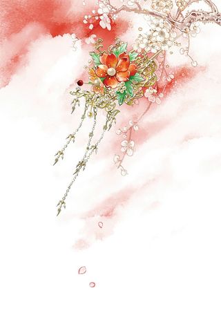 花好月圆古风珠钗美容化妆渲染背景素材高清