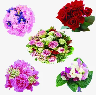 五款婚礼捧花矢量素材免抠