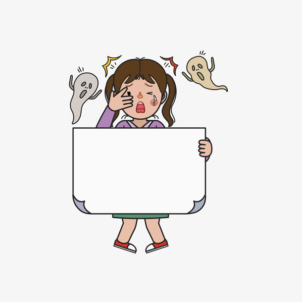 拿便利贴的惊吓女孩免抠