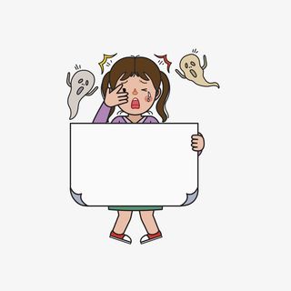 拿便利贴的惊吓女孩免抠