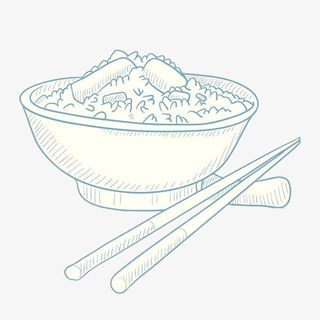 线条手绘白色大米饭免抠