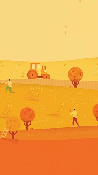 手绘黄色卡通场景H5背景高清