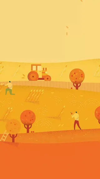 手绘黄色卡通场景H5背景高清