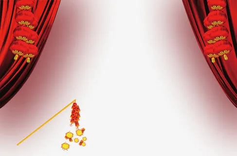 新年窗帘鞭炮节日元素免抠