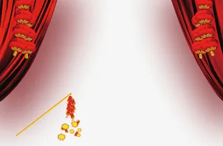 新年窗帘鞭炮节日元素免抠